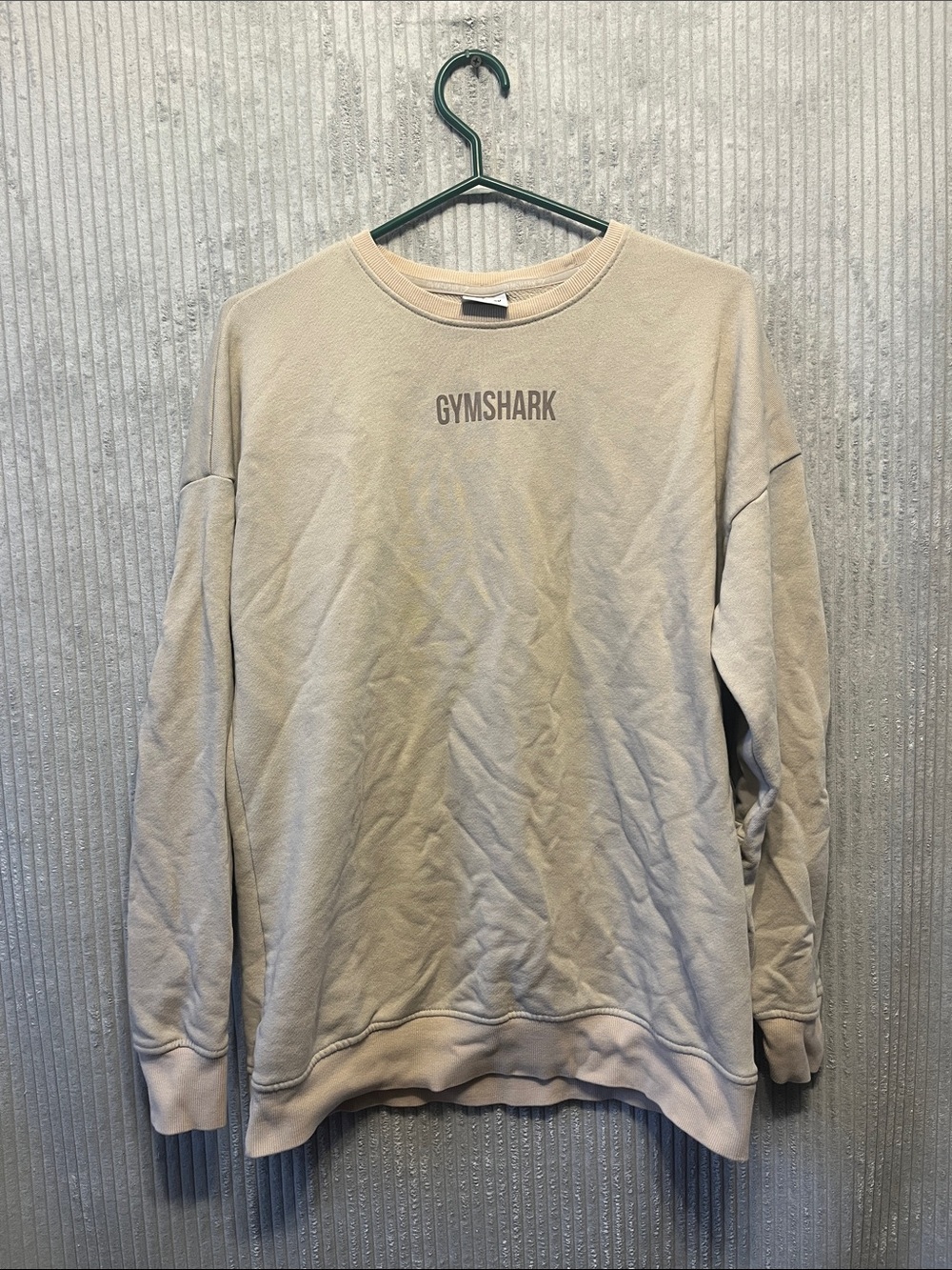 Gymshark Men's Light Beige Crewneck Sweatshirt Medium